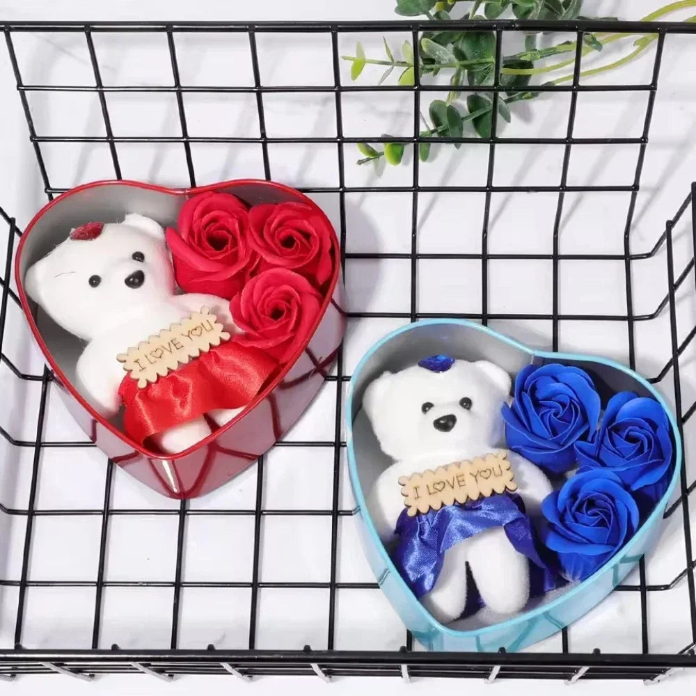 Valentines Day Rose Love Gift Box Bear Soap Romantic Mother Day Gift Wedding Birthday Flower Room Decoration Home Party Supplies Quick Pick Grocers