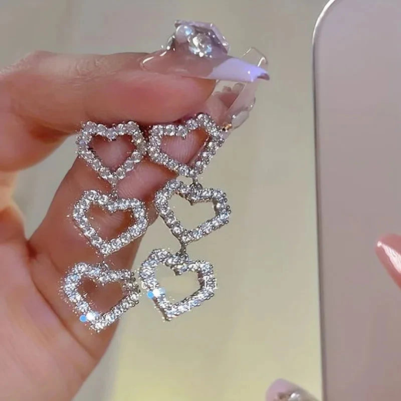2024 New Simple Stars Tassel Earrings for Women Korean Charm Delicate Shiny Rhinestone Drop Earring Fashion Wedding Gift Jewelry Econic Blanks