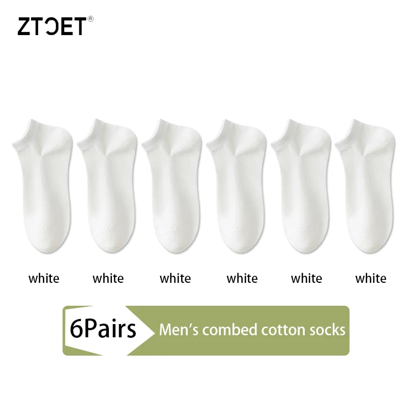 6Pairs High Quality Men Combed Cotton Socks Short Breathable Odor proof and antibacterial Business Spring Summer for Male sock Quick Pick Grocers