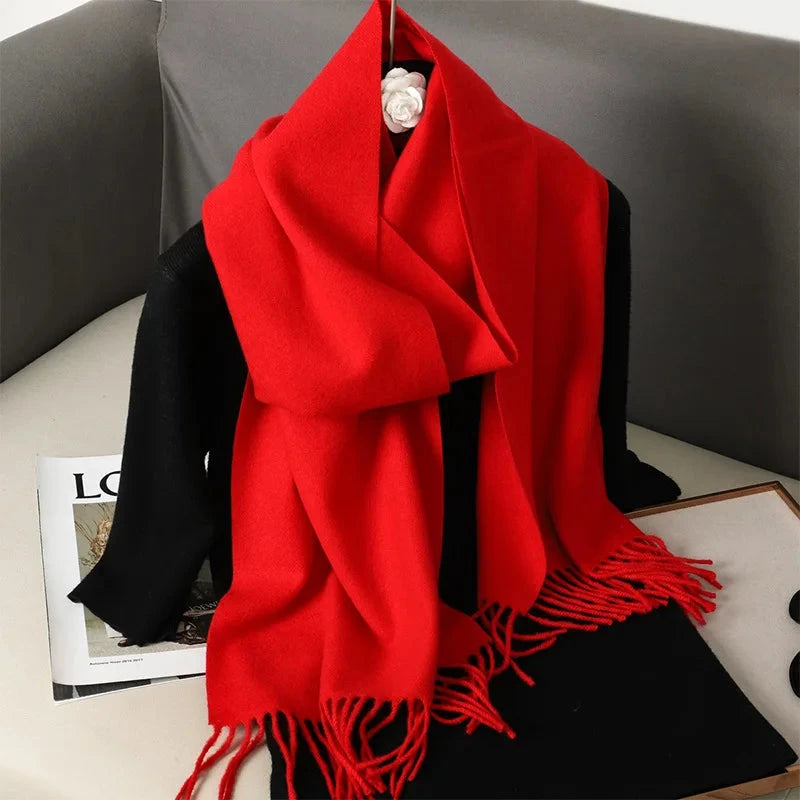 62Color Solid Women Winter Scarf Warm Thicken Cashmere Shawl Outdoor Fashion Luxury Tassels Pashmina Lady Wrap Windproof Scarves Econic Blanks