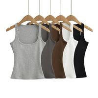 Women's Sculpted Square Neck Tank Top Summer Slim Fit Workout Athletic Crop Tops for Women Quick Pick Grocers