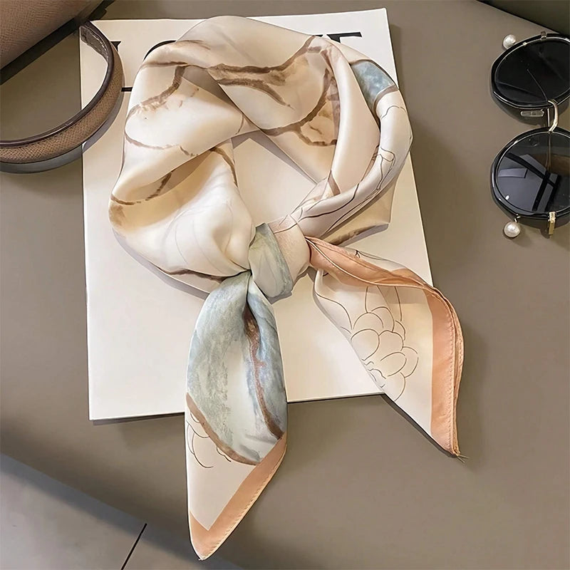 60Colors Luxury Scarf Women 70*70Cm Silk Feel Square Hair Wrapping Foulard Satin Shawl Big Size Head Bandana Hijab Handkerchief Quick Pick Grocers