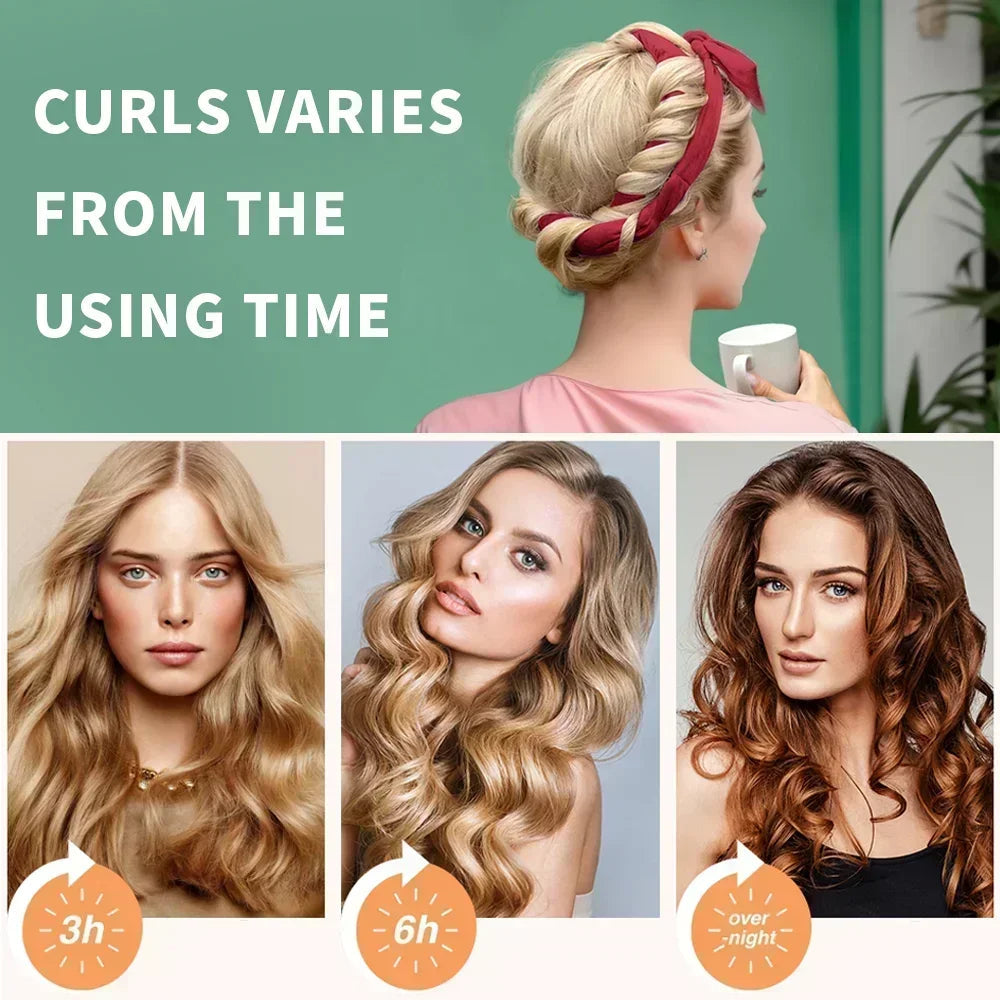 Heatless Curling Rod Headband No Heat Hair Curlers Ribbon Lazy Hair Rollers Silk Curls Sleeping Soft Headband Hair Styling Tools Quick Pick Grocers