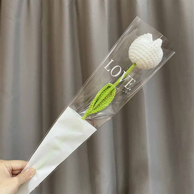 1pc Tulip Crochet Flowers Artificial Woven Flowers Handmade Tulipanes Wedding Gift for Guest Home Decoration Mother's Day Gift Quick Pick Grocers