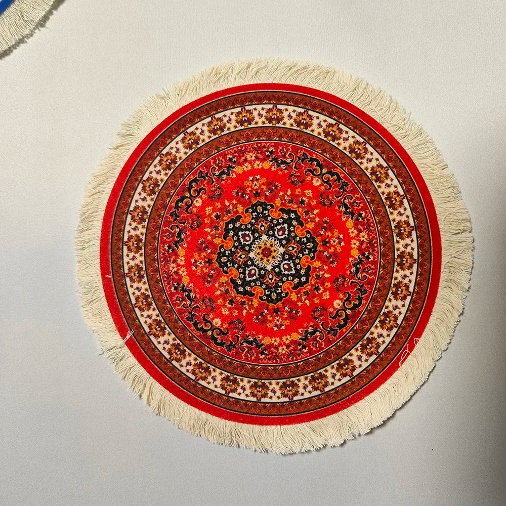 Woven flower Persian carpet small coaster wholesale merchants cheap mouse pad desk mat retro style rubber non-slip computer mats Quick Pick Grocers