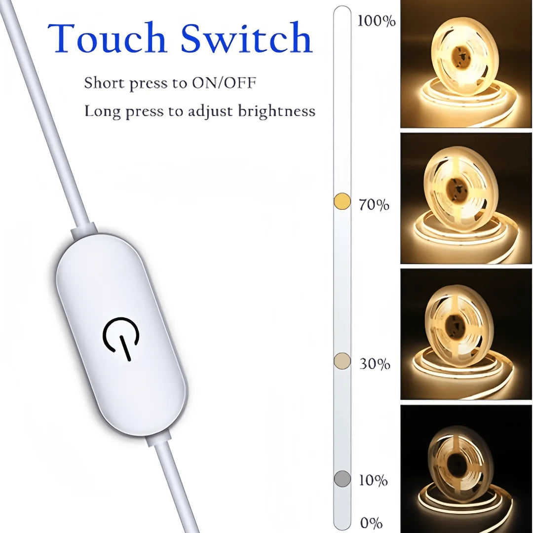 LED COB USB Strip Light – Touch Dimmer Flexible Indoor Lighting Econic Blanks