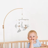 Baby Wooden Bedbell Bracket 0-12 Months Bed Bell Bracket Wooden Mobile Newborn Crochet Bed Bell Hanging Toys Newbaby Rattle Toys Purest Peak