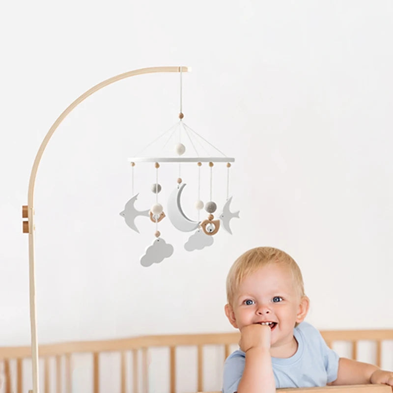 Baby Wooden Bedbell Bracket 0-12 Months Bed Bell Bracket Wooden Mobile Newborn Crochet Bed Bell Hanging Toys Newbaby Rattle Toys Purest Peak