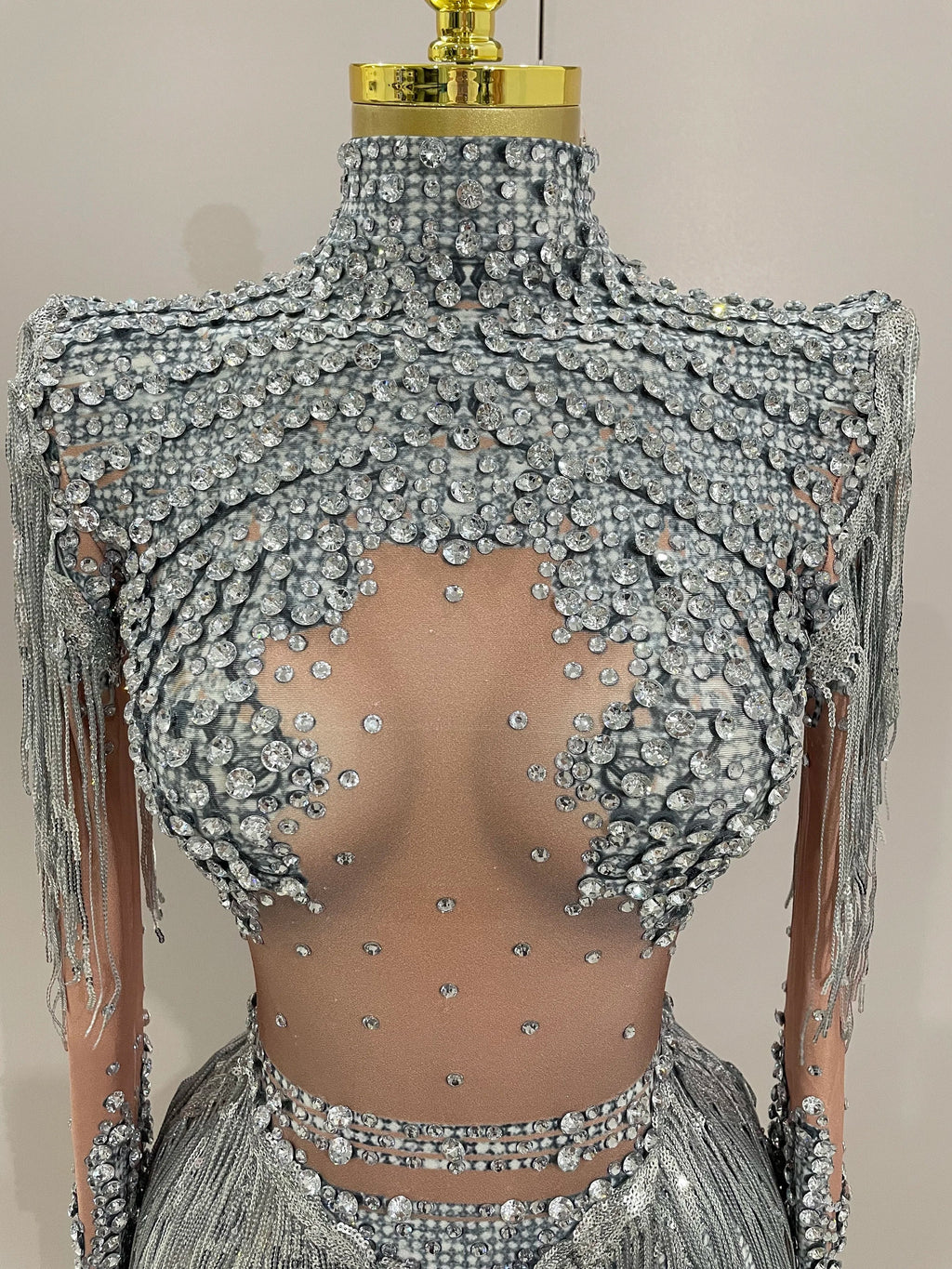 Women Sparkly Rhinestone Sequin Tassel Stretch Bodysuits 2025 New Arrival Birthday Party Nightclub Dj Stage Performance Costume Quick Pick Grocers