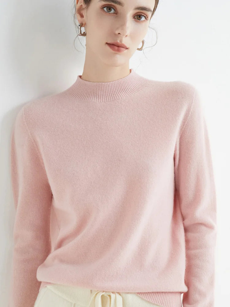 AOSSVIAO 2026 Autumn Winter Solid Mock-neck Pullover Sweater For Women Casual Knitwear Female Clothing Basic Soft Tops Quick Pick Grocers