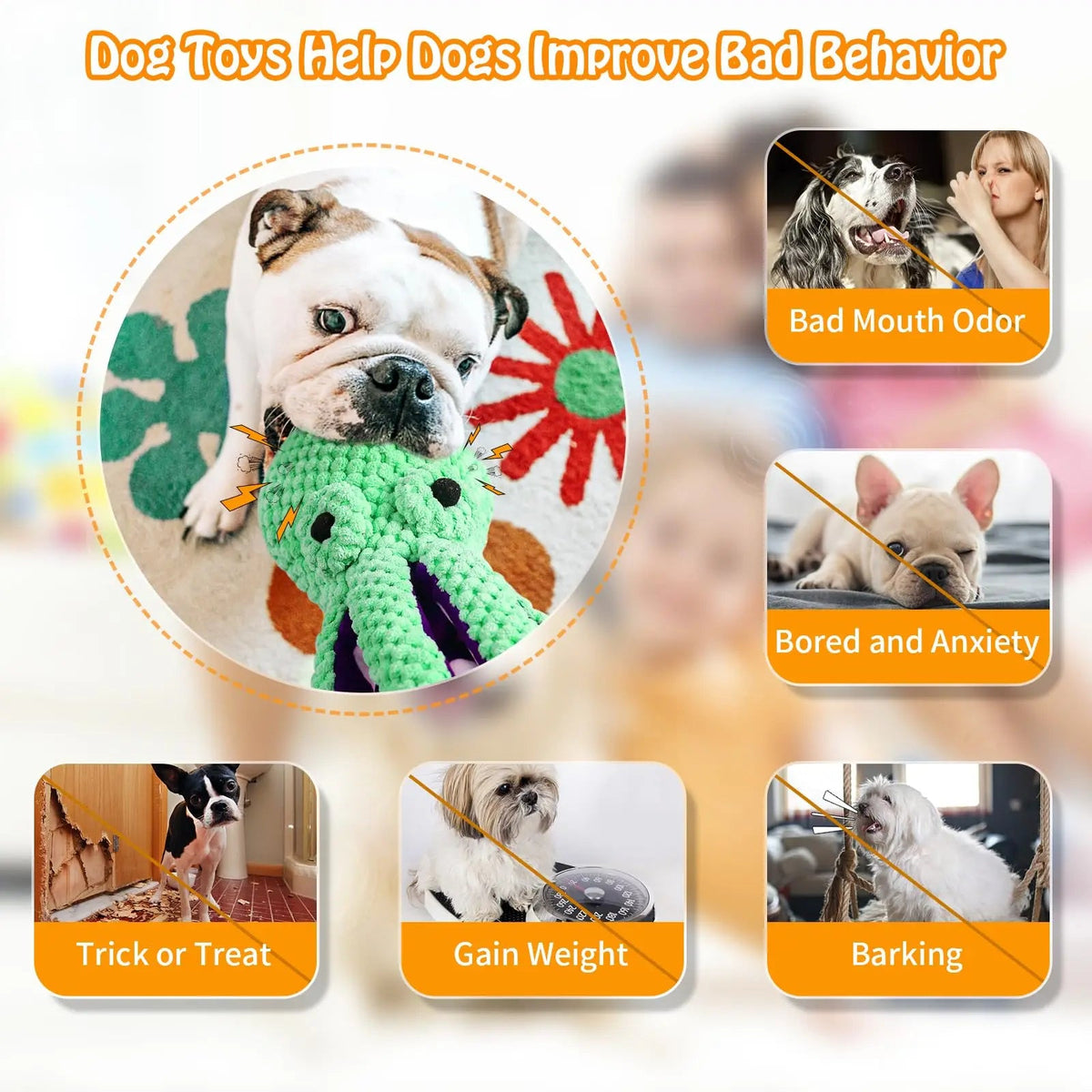Squeaky Octopus Plush Dog Toy Indestructible Teething Chew Toy Interactive Sound Pet Stress Relief Boredom Toy for Dogs and Cats Quick Pick Grocers