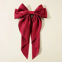 Korean Accessories Hair Clips for Women Girls Big Bowknot Solid Satin Long Ribbon Bows Spring Clamp Barette Cheveux Femme 2023 Quick Pick Grocers