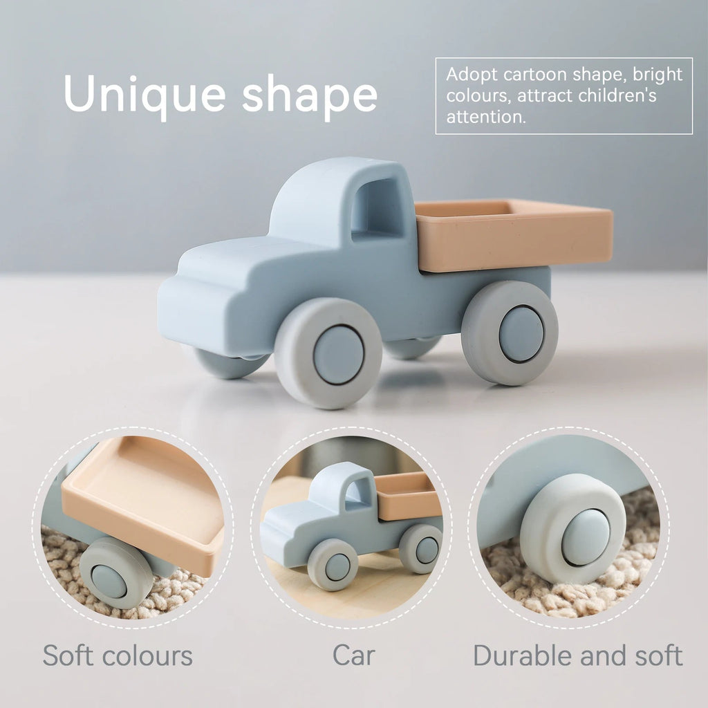 Montessori Baby Silicone Car Toys 0 12 Months Newborn Baby Things Silicone Baby Teether Toy Car  Educational Toy Silicone Blocks Purest Peak