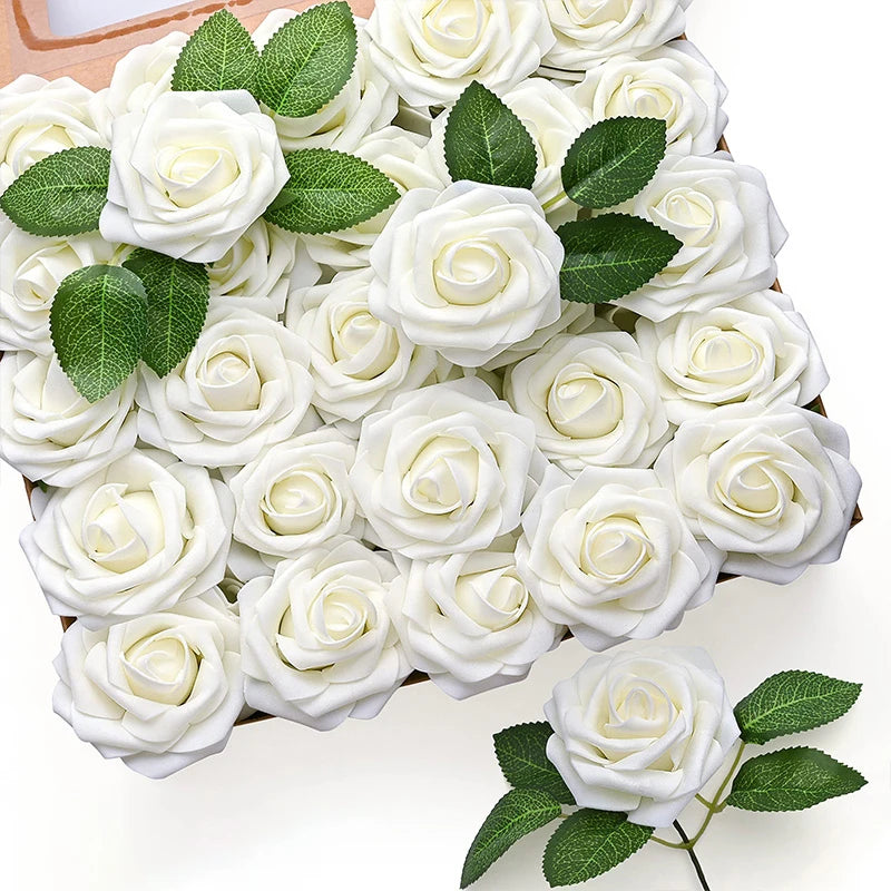 10~100pcs Rose Artificial Flowers Foam Fake Roses Wedding Bouquets Centerpieces Mothers Day Valentines Gifts Party Decoration Quick Pick Grocers