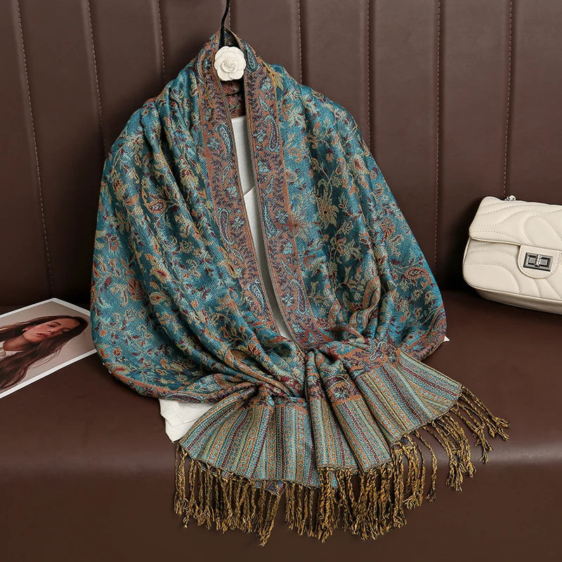 Luxury Brand Autumn Cashmere Pashmina Shawl Lady Wrap Warm Winter Scarves Design Print Female Foulard Cotton Stoles Scarf 2023 Quick Pick Grocers
