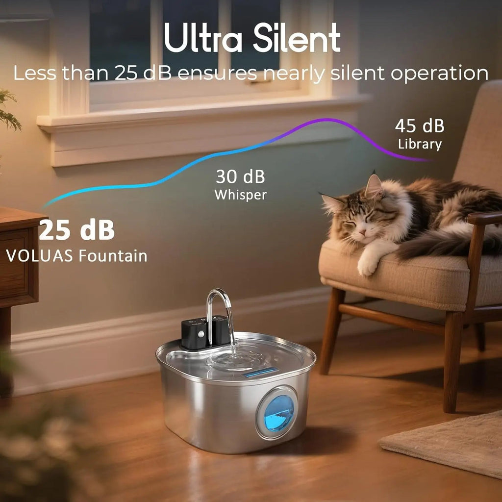 3L Stainless Steel Wireless Recharging Sensor Cat Water Fountain Auto Drinking Fountain For Cats Dog Drinker Pet Dispenser Bowl Quick Pick Grocers