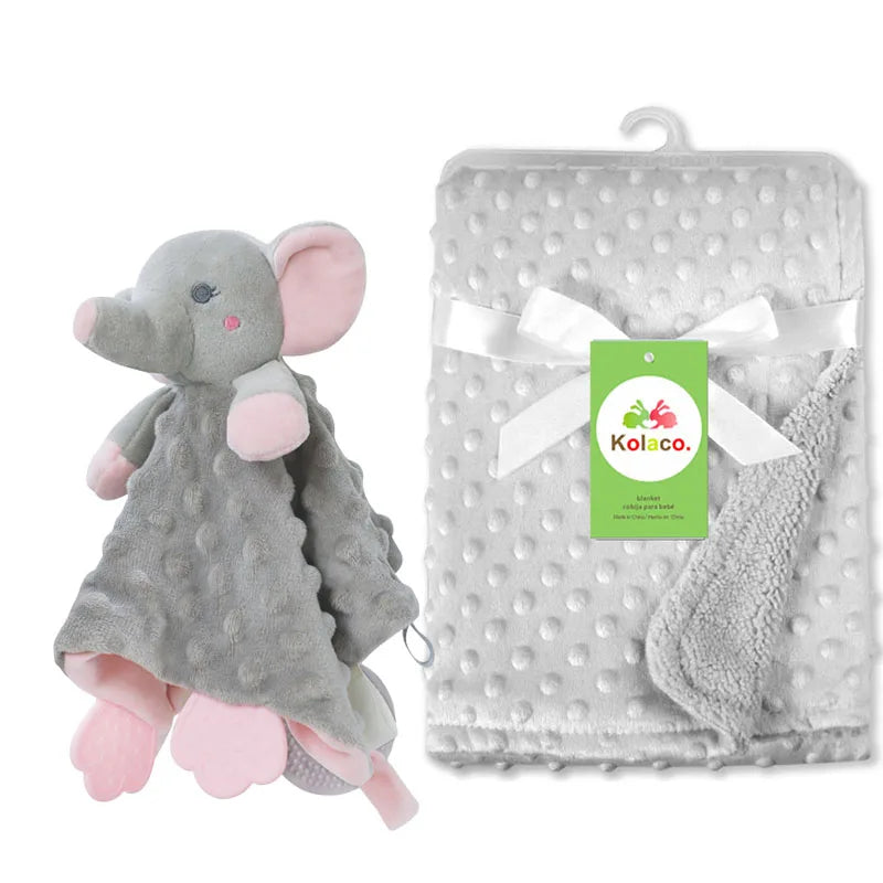 Personalized Newborn Baby Blanket with Name Custom Stroller Sleeping Dolls Animal Security Towel Gift Set for Baby Shower Gifts Purest Peak