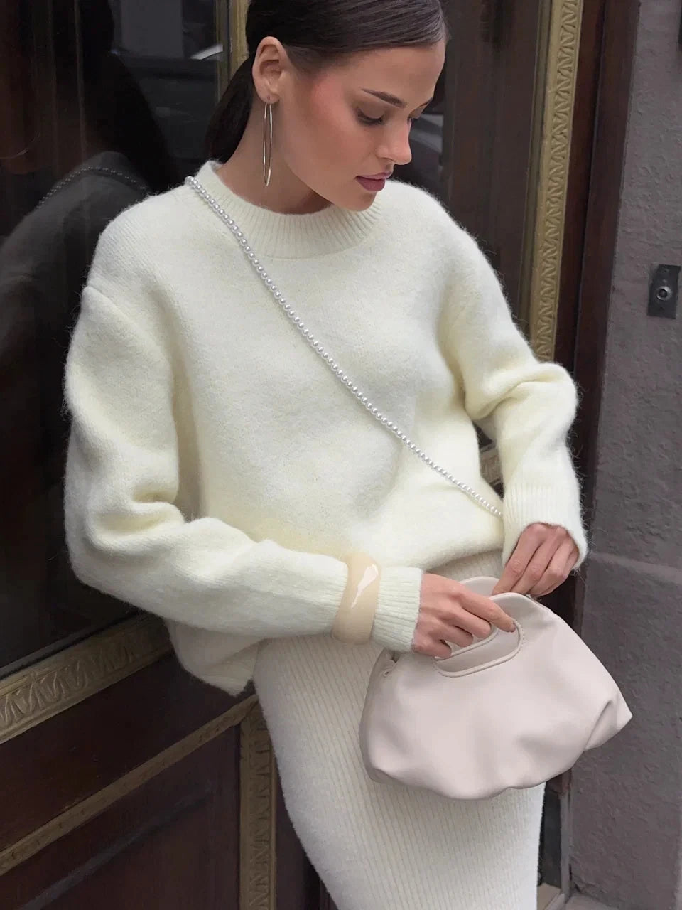 Hirsionsan Basic O Neck Basic Sleeve Sweater Women 2025 Oversized Short Knitted Wool Pullover Female Casual Thick Warm Soft Tops Quick Pick Grocers