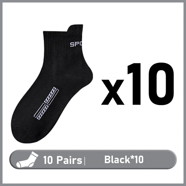 10/20Pairs High Quality Men's Socks Casual Breathable Cotton Man Run Sports Socks Spring Autumn Male Sox Gifts Plus Size 38-45 Quick Pick Grocers