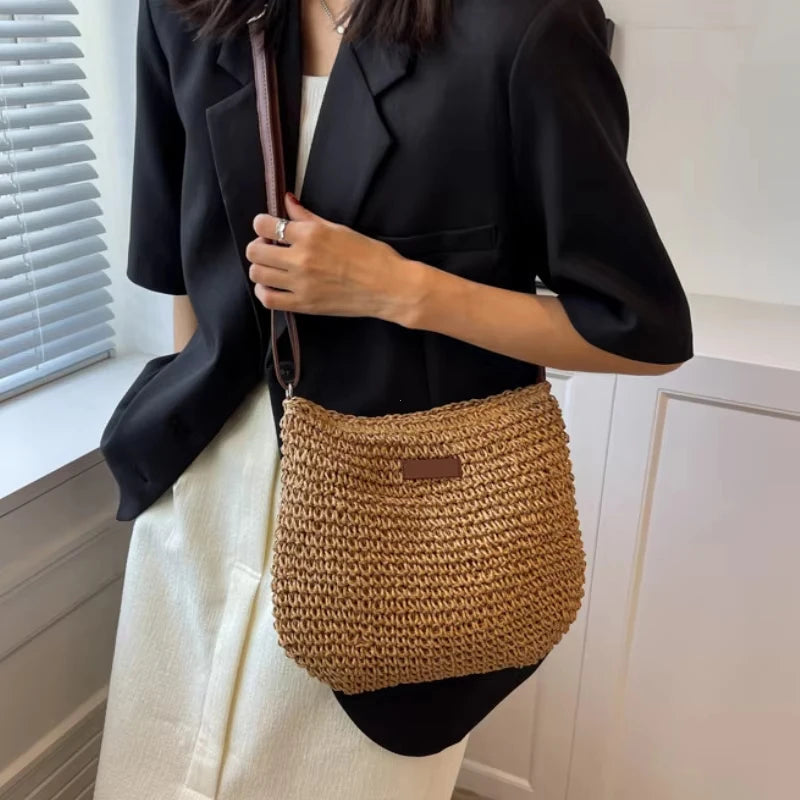 Elegant Light Paper Rope Bag - Bohemian Handmade Style, Hot-Selling Beach/Casual Bag (Crossbody & Shoulder Tote) Quick Pick Grocers