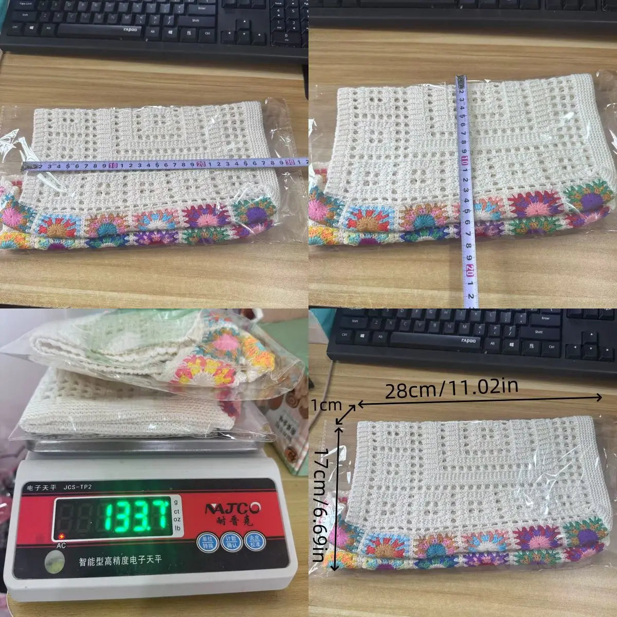 Women's Boho Crochet Bag Designer Flowers Knitted Handbags Large Capacity Summer Beach Woven Shoulder Bag Girls Tote Shopper Bag Quick Pick Grocers
