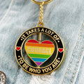 Courage Rotating Keychain Gay Pride Rainbow Key Ring LGBTQ Pendant It Takes A Lot Of Courage To Be Who You Are Quick Pick Grocers
