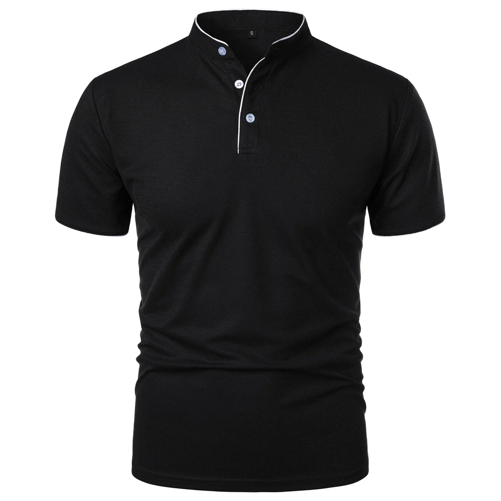 Summer Men's Short Sleeve Collar Tshirts New Solid Color Casual Polo Shirt Trendy Breathable Loose Basic Splice Top Quick Pick Grocers