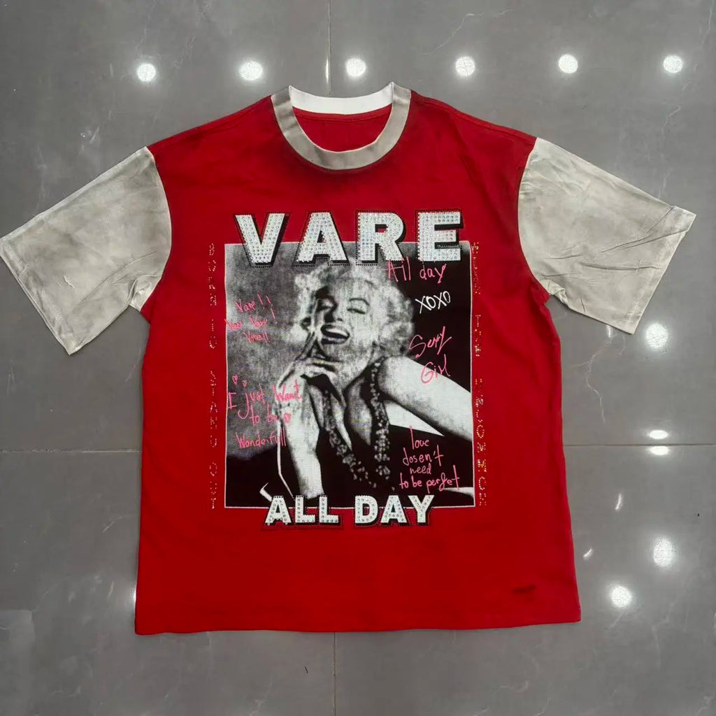 Streetwear Letter Rhinestone Cotton Short Sleeve Tshirts for Men and Women Harajuku Hip Hop Loose Shinning Diamond Tees Oversize Quick Pick Grocers