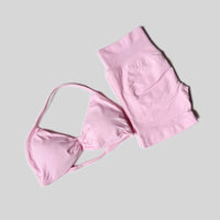 Impact Gym Set Women 2 Piece Sets Halter Neck Tank Tops High Waist Scrunch Seamless Shorts Sport Suit Sportswear Workout Set Quick Pick Grocers