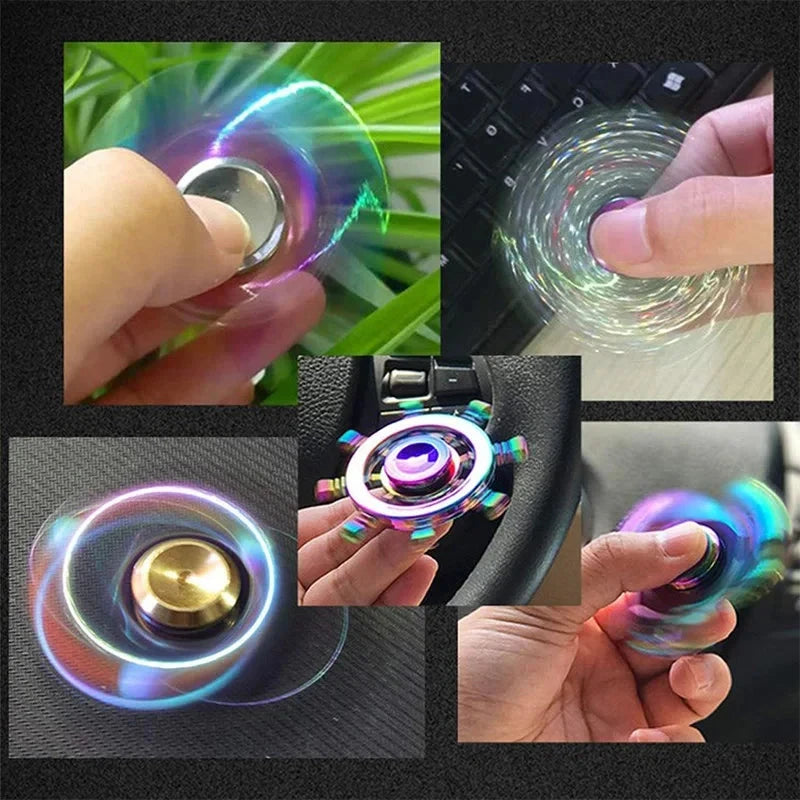 Metal Rainbow Fidget Spinner Colorful EDC Hand Spinner Anti-Anxiety Toy for Children Adult Relieves Stress Finger Spinner Gifts Econic Blanks