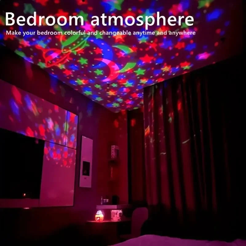 LED Starry Sky Night Lights USB Rotating Projector Lamp Magic Ball Moon Star Christmas Lights Home Room Atmosphere Decorations Econic Blanks