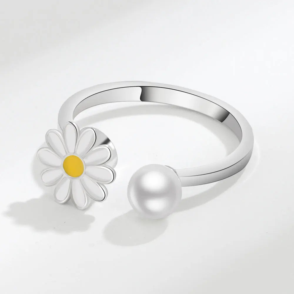 VENTFILLE 925 Sterling Silver Sunflower Diamond Zircon Rotatable Ring For Women Gift Relieve Stress Ring Jewelry Wholesale Quick Pick Grocers