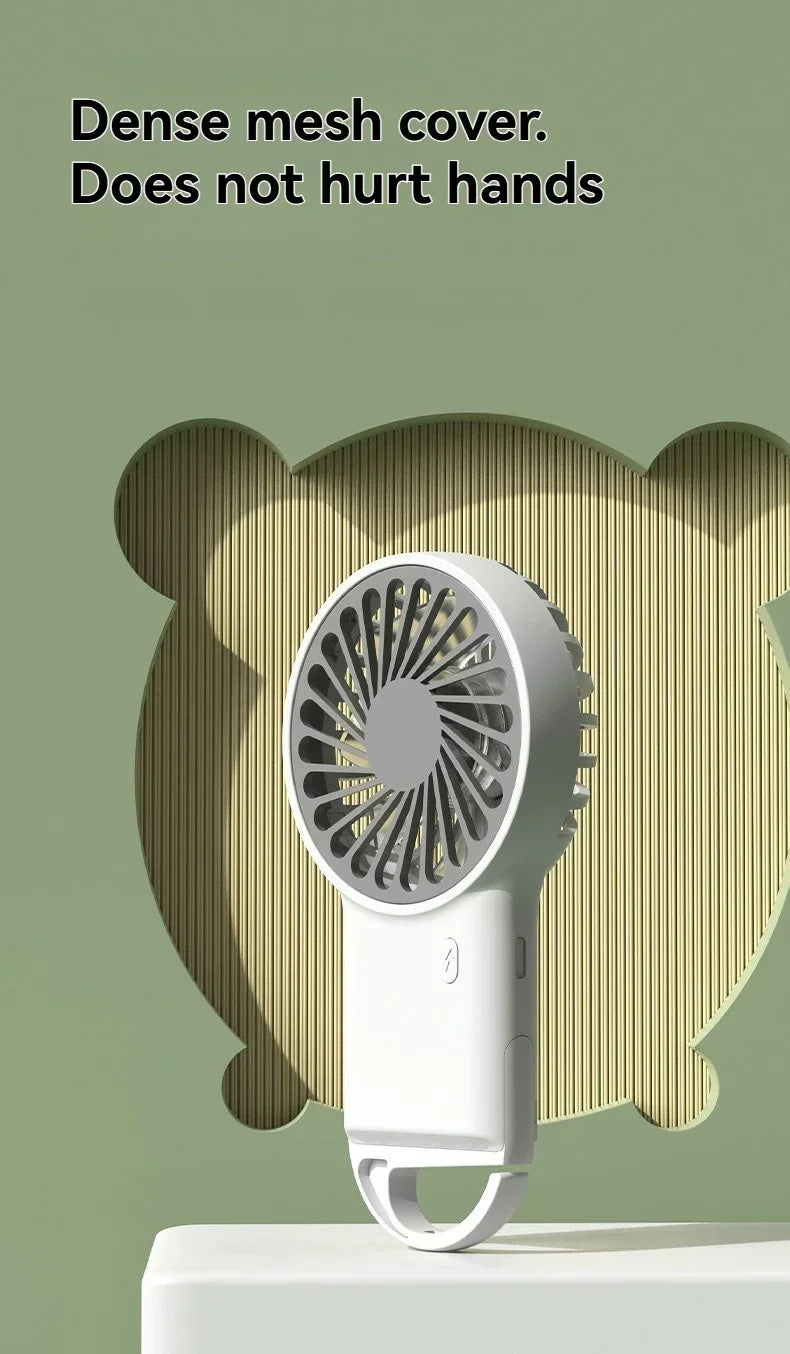 Cartoon Foldable Mini Fan USB Rechargeable Handheld Desktop Fan with Hook Portable Cooling Fan for Outdoor Travel Home Office Quick Pick Grocers