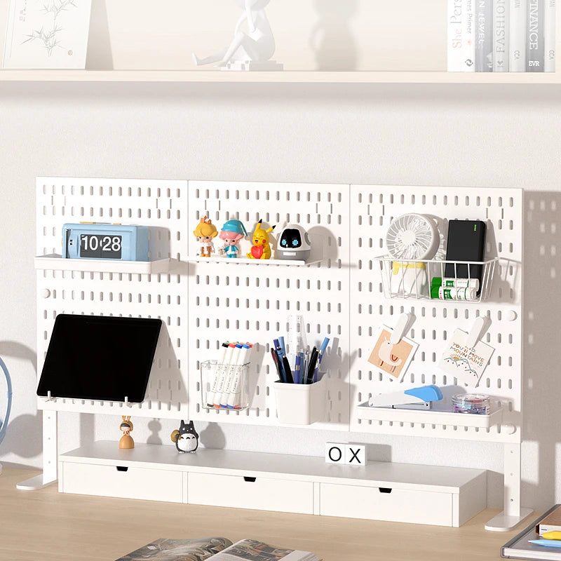 Home Study Storage Pegboard: Suitable for Displaying Figurines, Desk-Top Standing & Clip-On Storage for Furniture Items Quick Pick Grocers