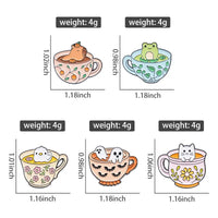 Creative Coffee Cup Animal Collection Enamel Pins Ghost Duck Capybara Frog Brooch Lapel Badge Cute Halloween Jewelry Kid Gift  ﻿ Quick Pick Grocers