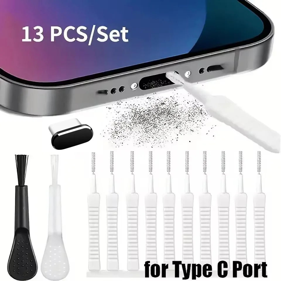 Mobile Phone Speaker Charging Port Cleaning Set Dust Plug for iPhone 16 15 14 Earphones Clean Kit Brush for Samsung Xiaomi Quick Pick Grocers