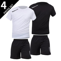 2/4/6 Pcs Plus Size Men's Quick-drying Short-sleeved Shorts Suit Men's Leisure Sports Running Fitness T-shirt Joker Shorts Teen Quick Pick Grocers