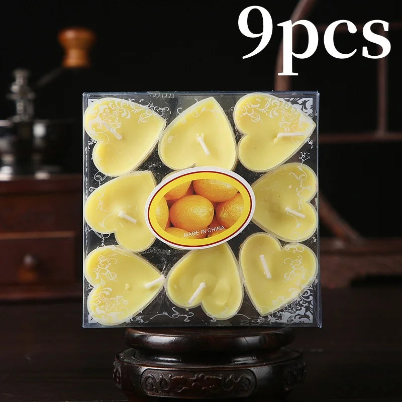 9pcs Heart-shaped Scented Tea Candles Valentine's Day Romantic Love Candle Proposals Wedding Anniversary Decorative Candle Econic Blanks