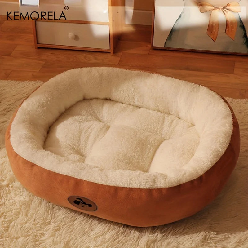Plush Oval Pet Bed for Dogs and Cats, Thickened achine Washable All-Season Dog Cat Cushion for Small Medium Large Breeds Quick Pick Grocers