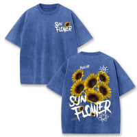 Lift Is Good Beautiful Sunflower Print Washed T Shirts Women Soft Cotton T-Shirt Street Creative Short Sleeve Summer Casual Tops Quick Pick Grocers