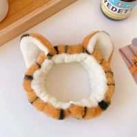 1pc adorable tiger wash face headband cartoon sell cute animal headpiece wash makeup plush tiger ear hairband Quick Pick Grocers
