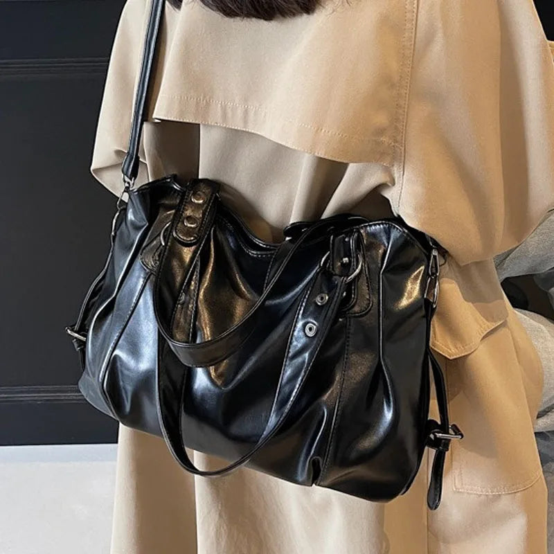 Fashion Classic Versatile Commuter Shoulder Bag Large Capacity Retro Handbags Travel Tote Bags Zipper Opening Women Shopping Bag Quick Pick Grocers