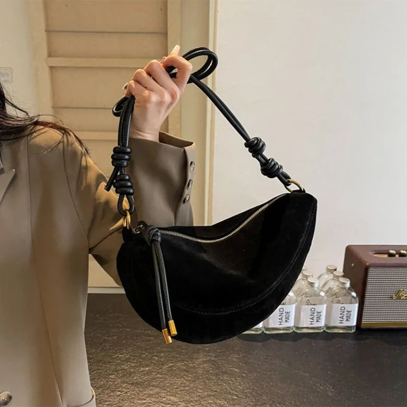 Faux Suede Super Popular Niche Suede Shoulder Bag for Women 2025 Hot Sale Single Crossbody Bags Underarm Dumpling Sweet Bags Quick Pick Grocers