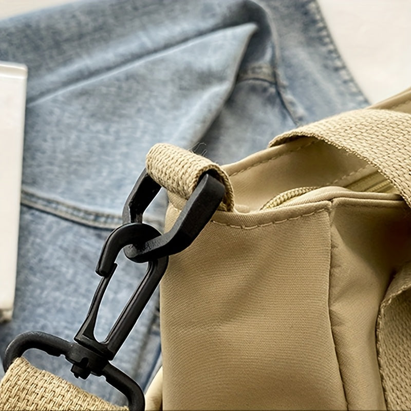 Large Capacity Nylon Crossbody Bag Casual Solid Color Messenger Shoulder Bag with Removable Strap Quick Pick Grocers