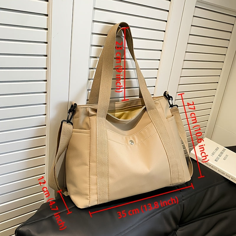 Large Capacity Nylon Crossbody Bag Casual Solid Color Messenger Shoulder Bag with Removable Strap Quick Pick Grocers