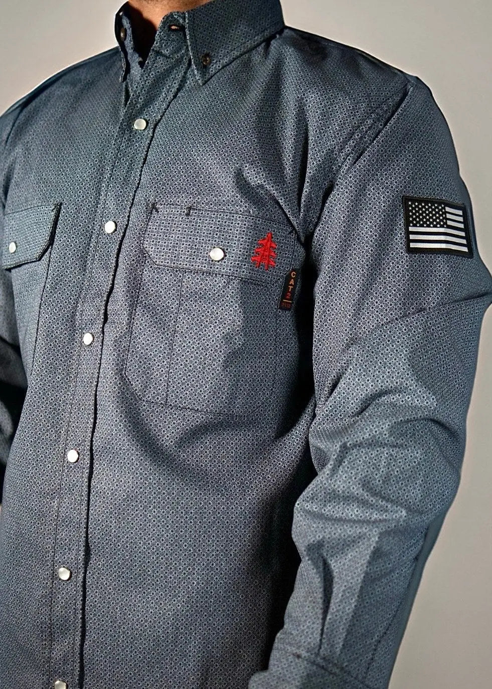 FR Pearl Snap Work Shirt - Forged Gray Static FR