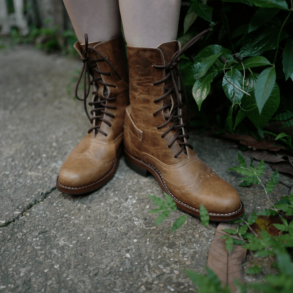 Light Brown Victorian Ankle Boots Atitlan Leather