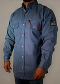 FR Pearl Snap Work Shirt - Honor Navy Static FR