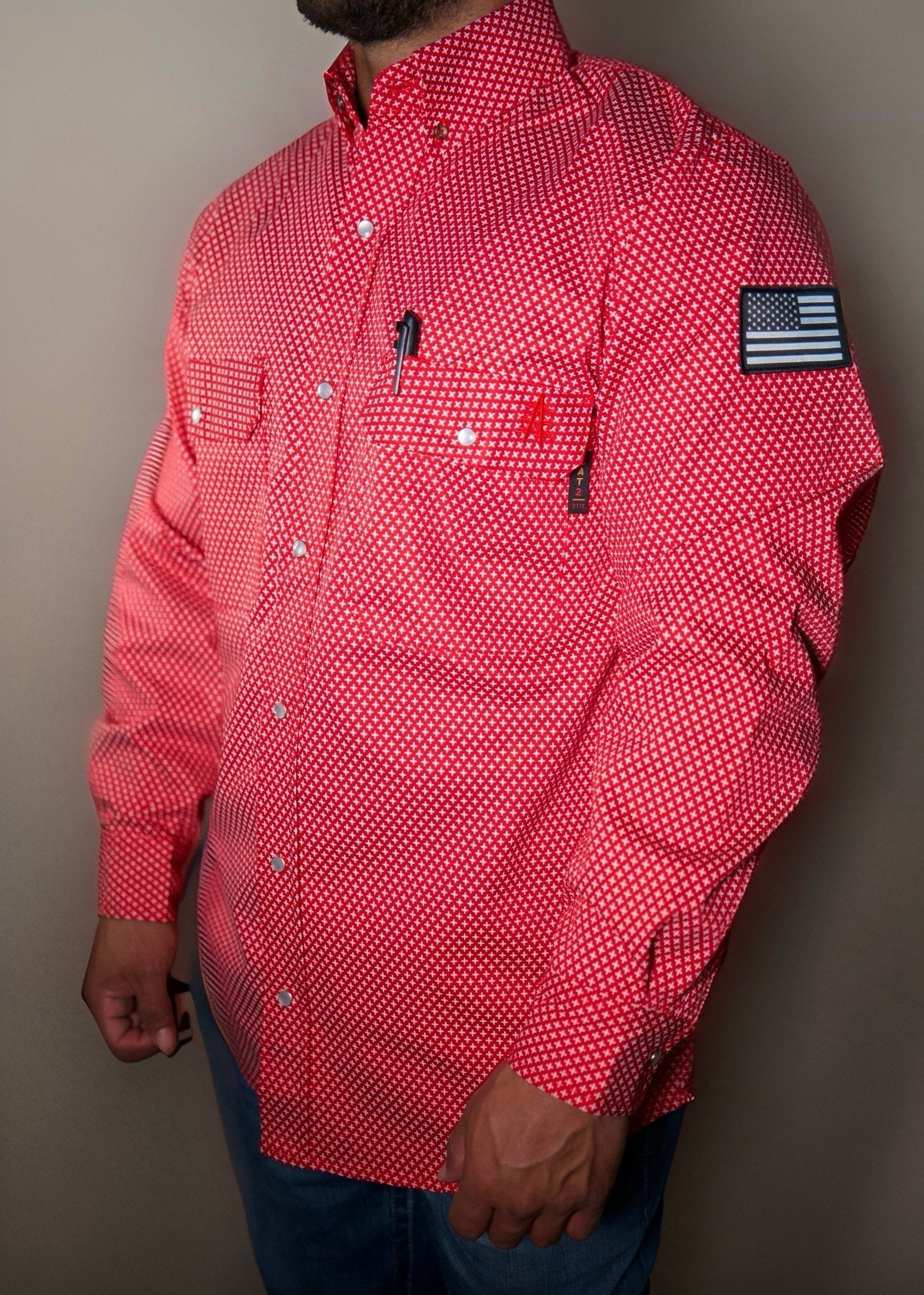 FR Pearl Snap Work shirt - Alpha Red Static FR