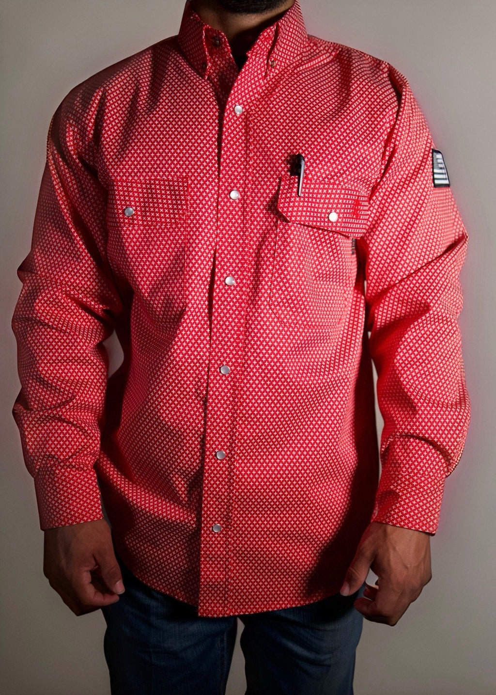 FR Pearl Snap Work shirt - Alpha Red Static FR